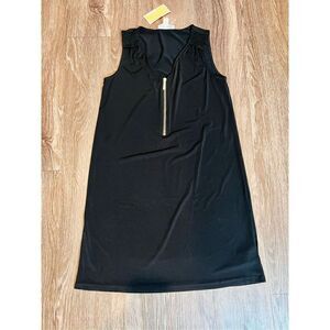 Michael Kors Basics Stretch Jersey LBD Black Sleeveless Dress size Small